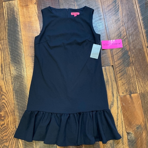 Betsey Johnson Flutter-Sleeve Fit & Flare Dress Navy Blue Size 8 NWT - Picture 1 of 7